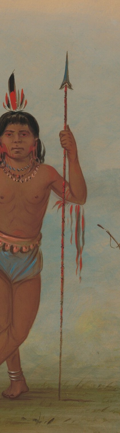The middle figure looks steady, ready with his spear.