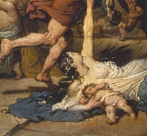 But the moral heart of the painting is down here.