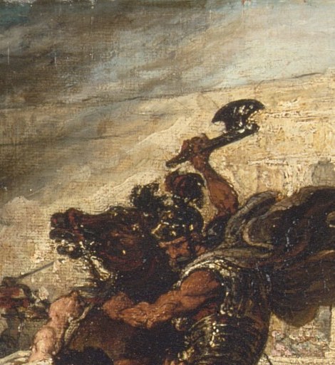 A Roman general commands the center of the scene.