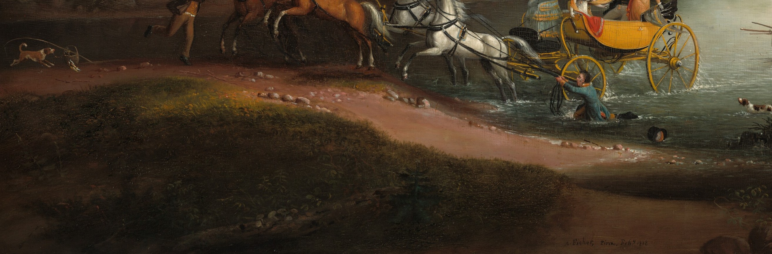 Alvan Fisher painted this in 1818, capturing a small, human drama.