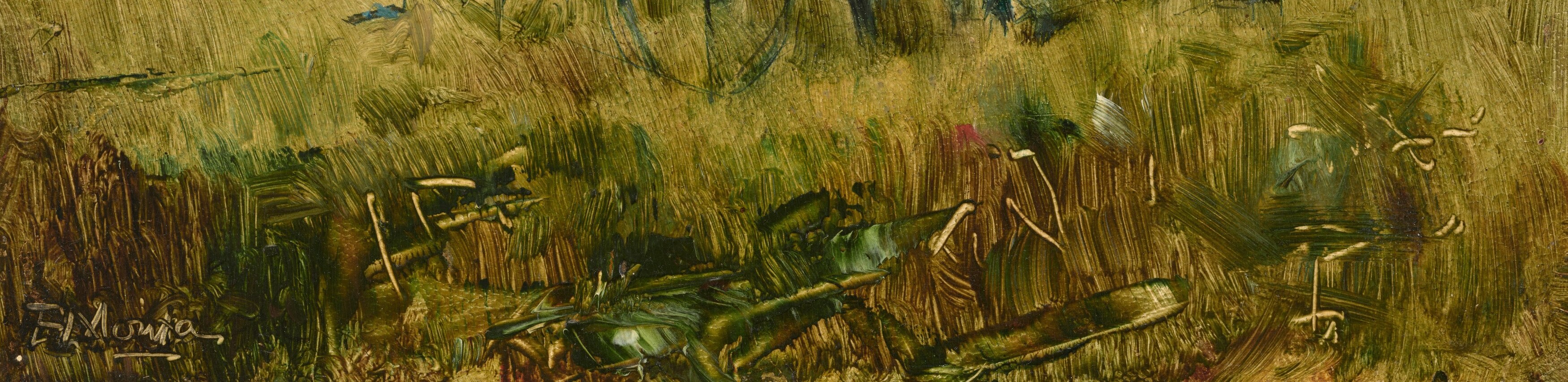 The thick, impasto strokes create a tangible sense of the field, immersing the viewer in the environment.