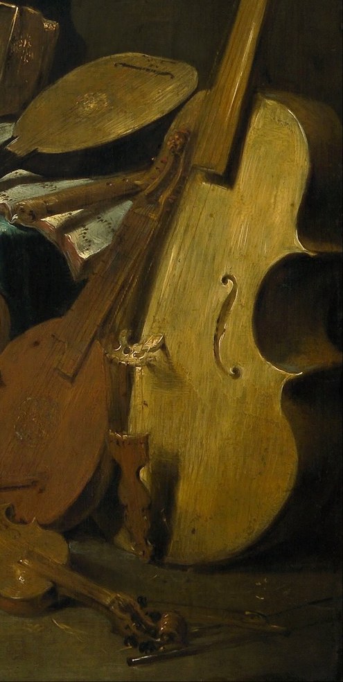 Its prominent placement and size emphasize the importance of music and the arts, but also their eventual decay.