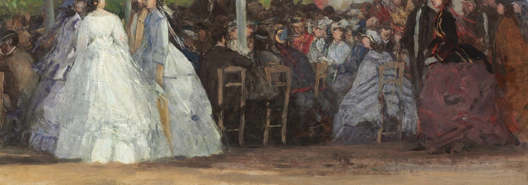 Everyone dressed in their finest, from dark suits to bright dresses.
