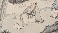 Look at the reclining scholar on the far left.