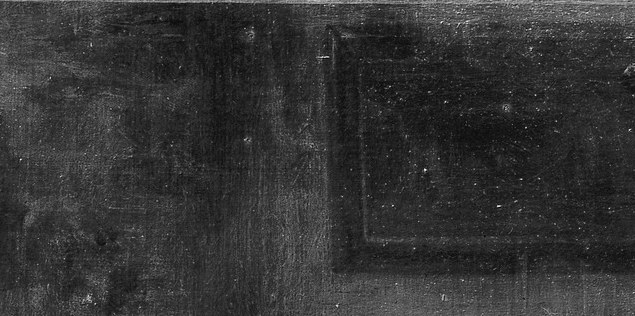 A luminous white node in the dark upper-left that guides the eye immediately; the cap signals the woman's generation and domestic station in one stroke.