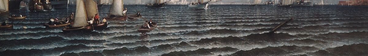 Colman paints chop with short confident strokes , the texture signals a brisk wind day, consistent with the historical record of August 8, 1870