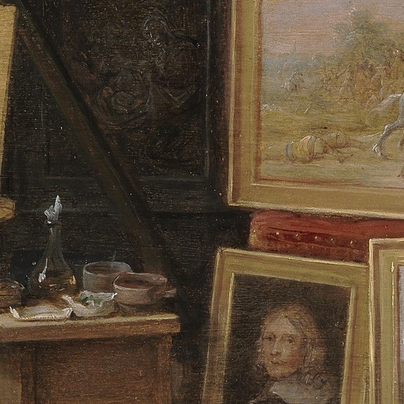 A monkey pretends to be a painter.