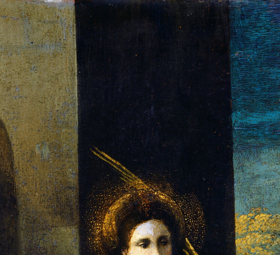 She looks like a quiet study of a saint.