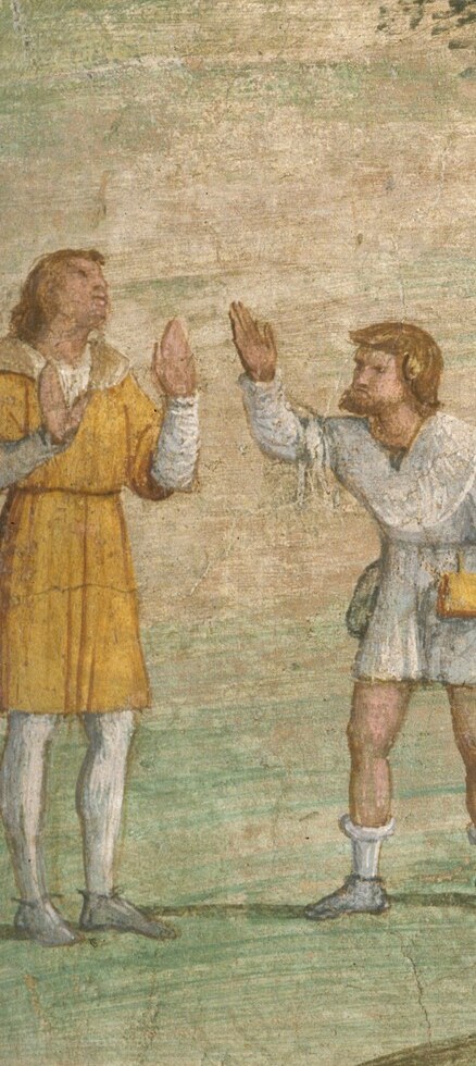 Luini's fresco uses sharp lines, departing from softer Renaissance styles.