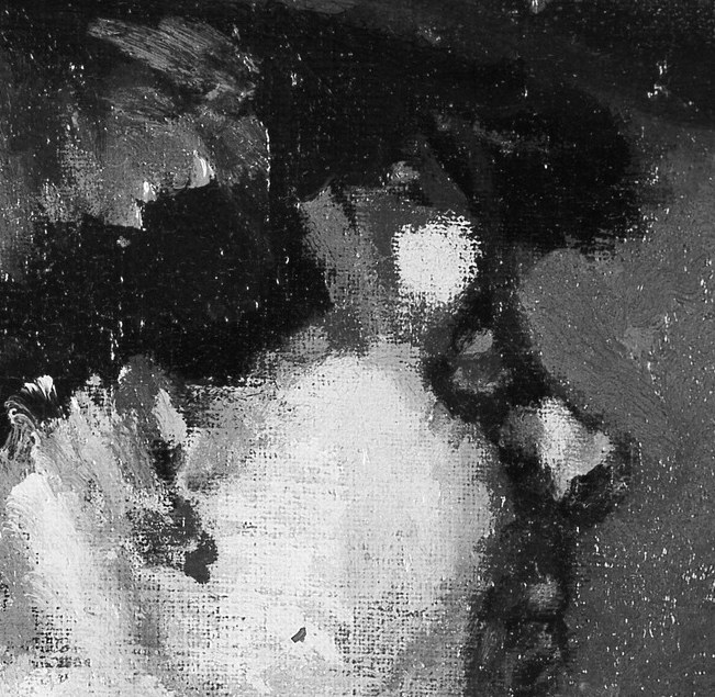 Her face, softly lit, suggests introspection.