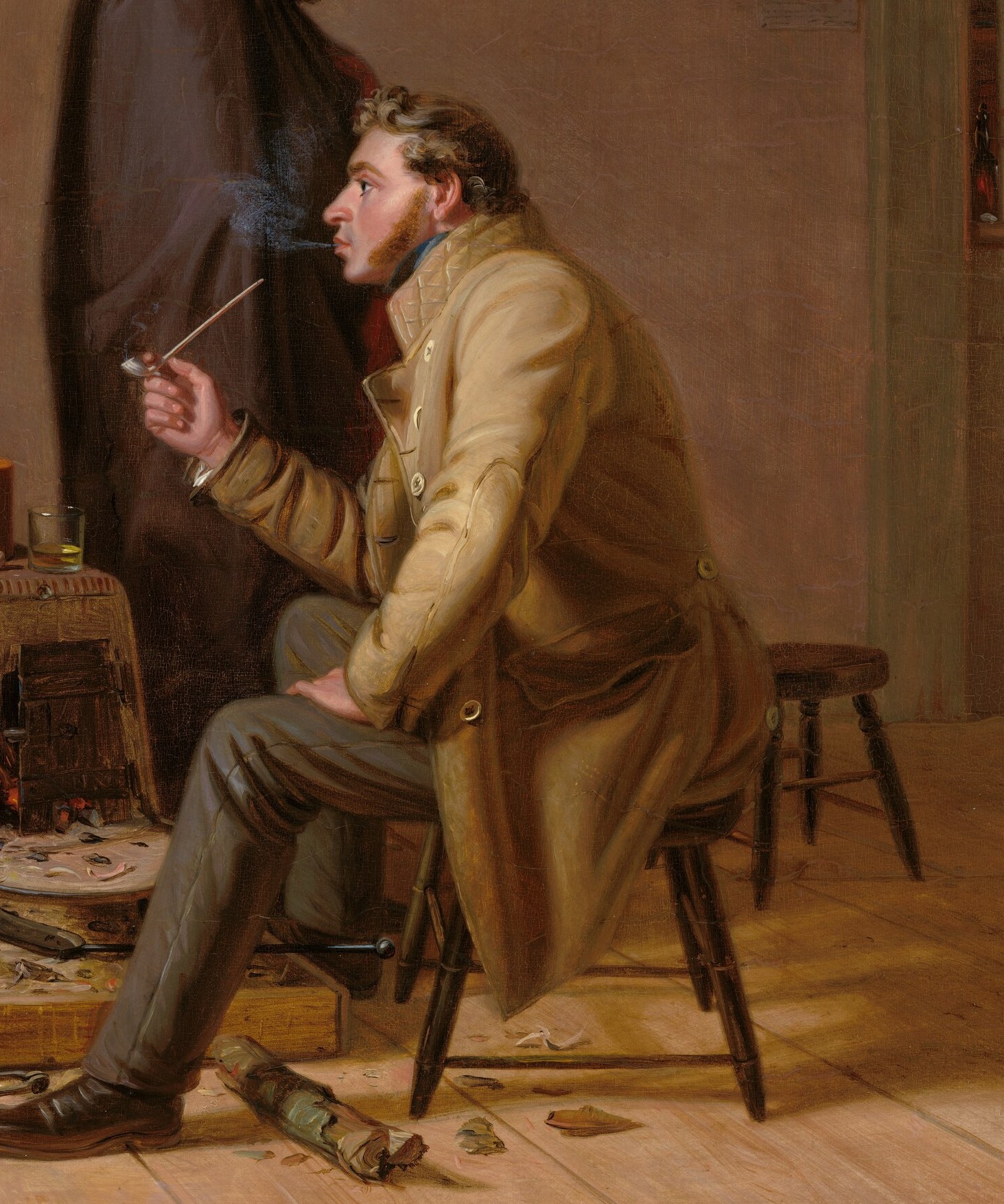 His companion listens intently, drawing us into the narrative too.