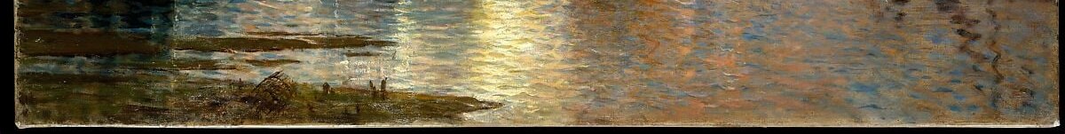The dark foreground band anchors the composition and creates depth by extreme value contrast with the luminous middle-ground reflection