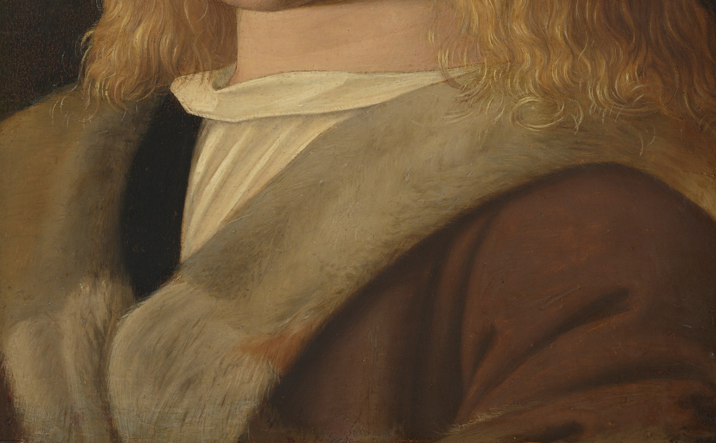 His simple doublet confirms he is a patrician.