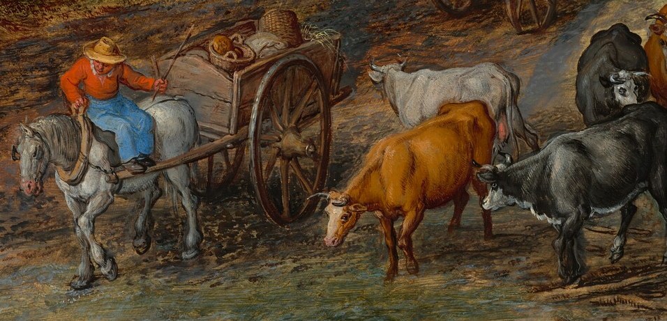 Even the animals contribute, pulling heavy loads.