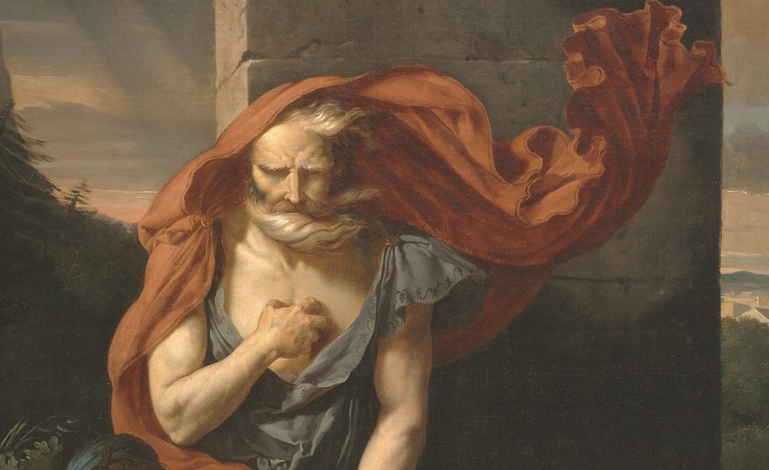 Oedipus, once king, is now blind and banished.