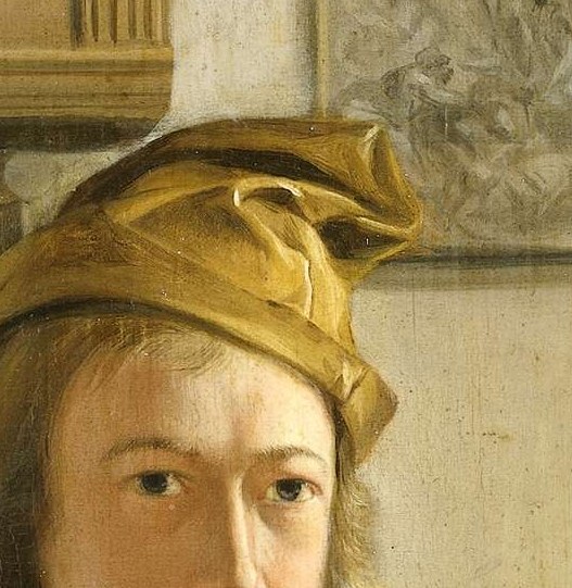 Notice his crumpled yellow hat, rendered with subtle highlights.