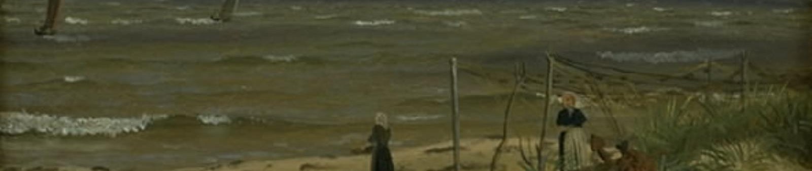 She seems to stare out at the rough sea.