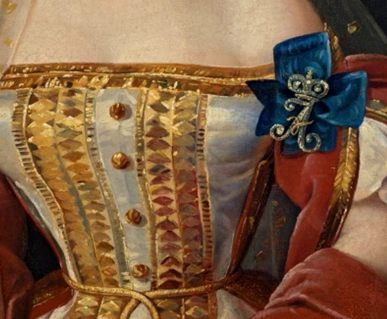 Her dress bodice shows wealth.