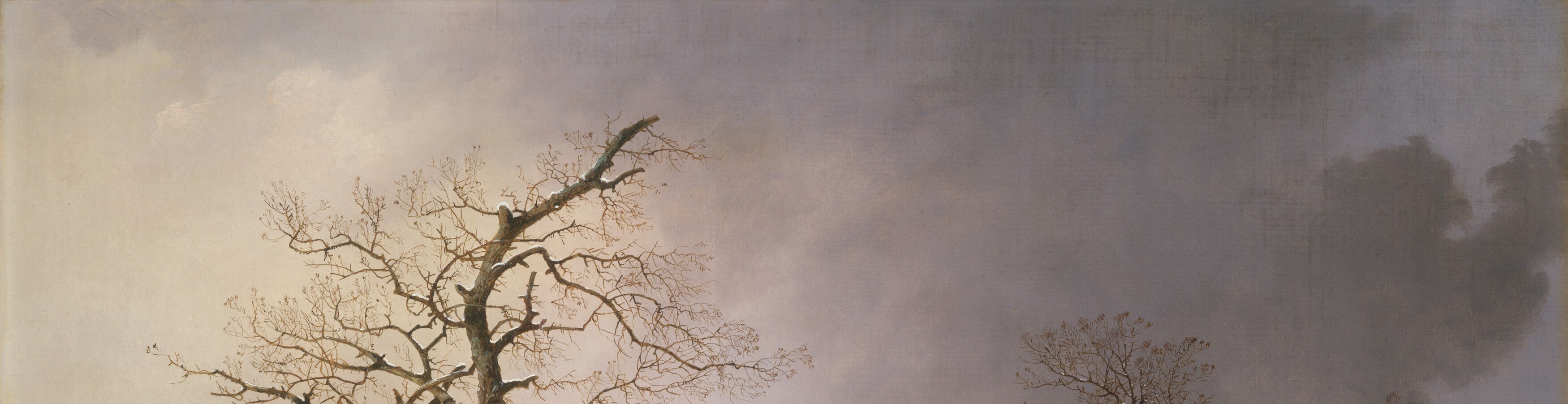 Durrie's atmospheric handling of diffuse winter light , no direct sun, just a yellowish glow that presses down on the whole scene and unifies the palette