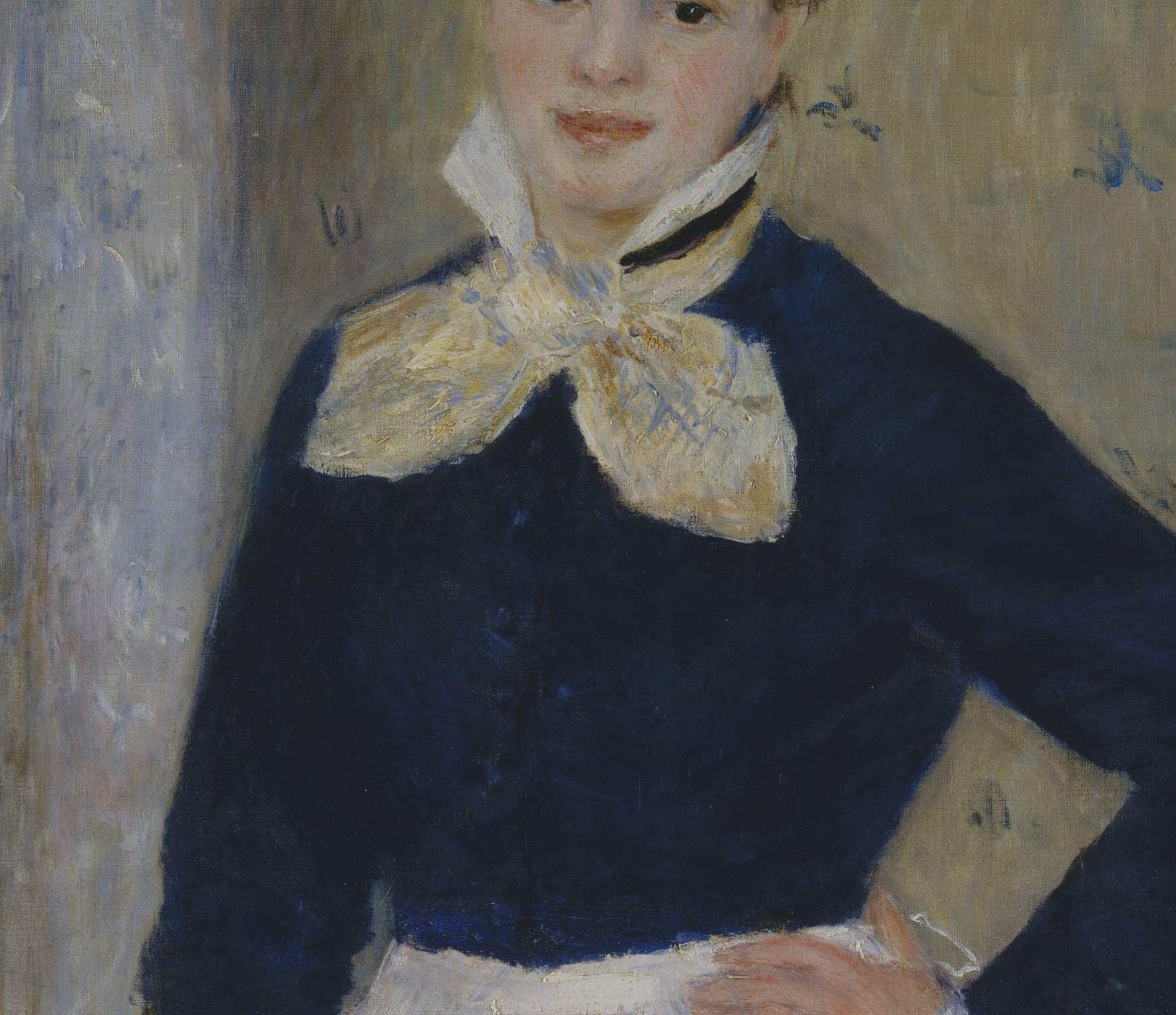 Painted in layered Prussian and cobalt blues with loose, directional strokes , a textbook example of Renoir's mid-1870s colour economy.