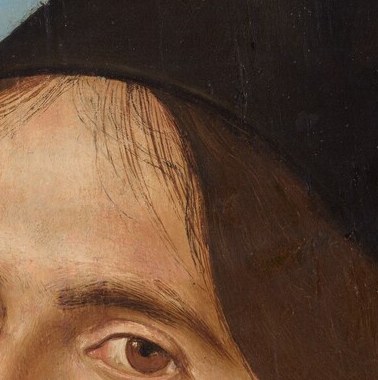 The eyes avoid direct contact with the viewer, a deliberate Perugino device that suggests inner reflection rather than social performance , unusual for a commissioned portrait.