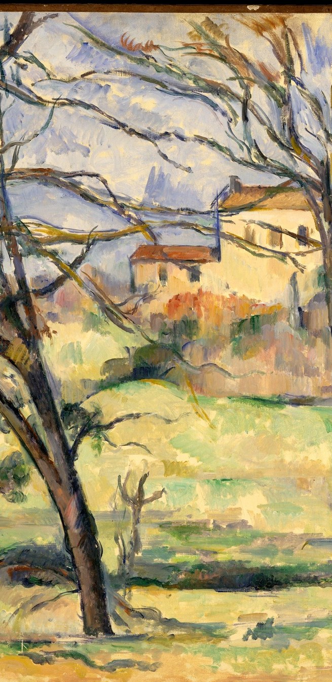 He used the trees as a screen, a lattice of line and sky.