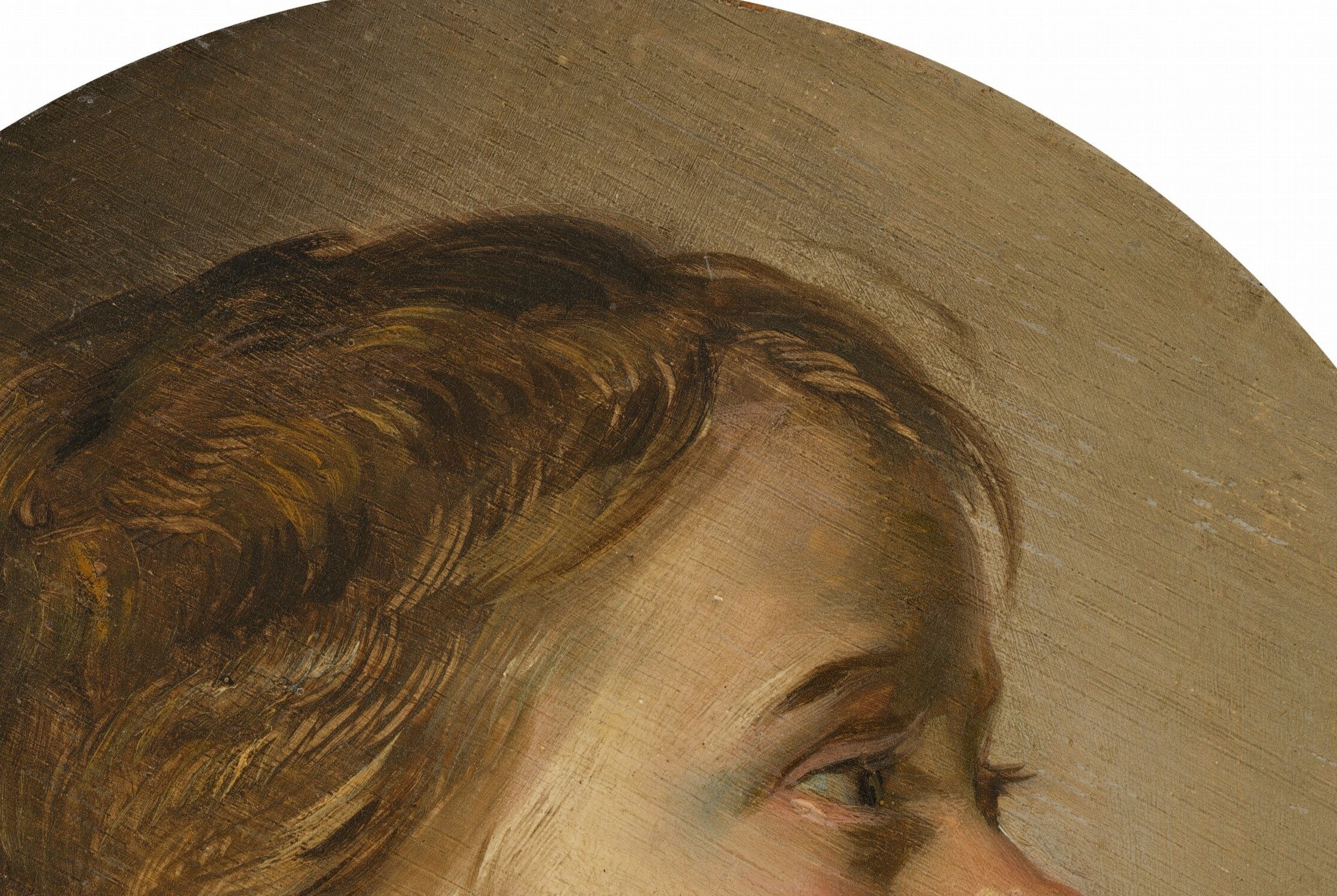 Look closely at the detail of his tousled hair and ear.