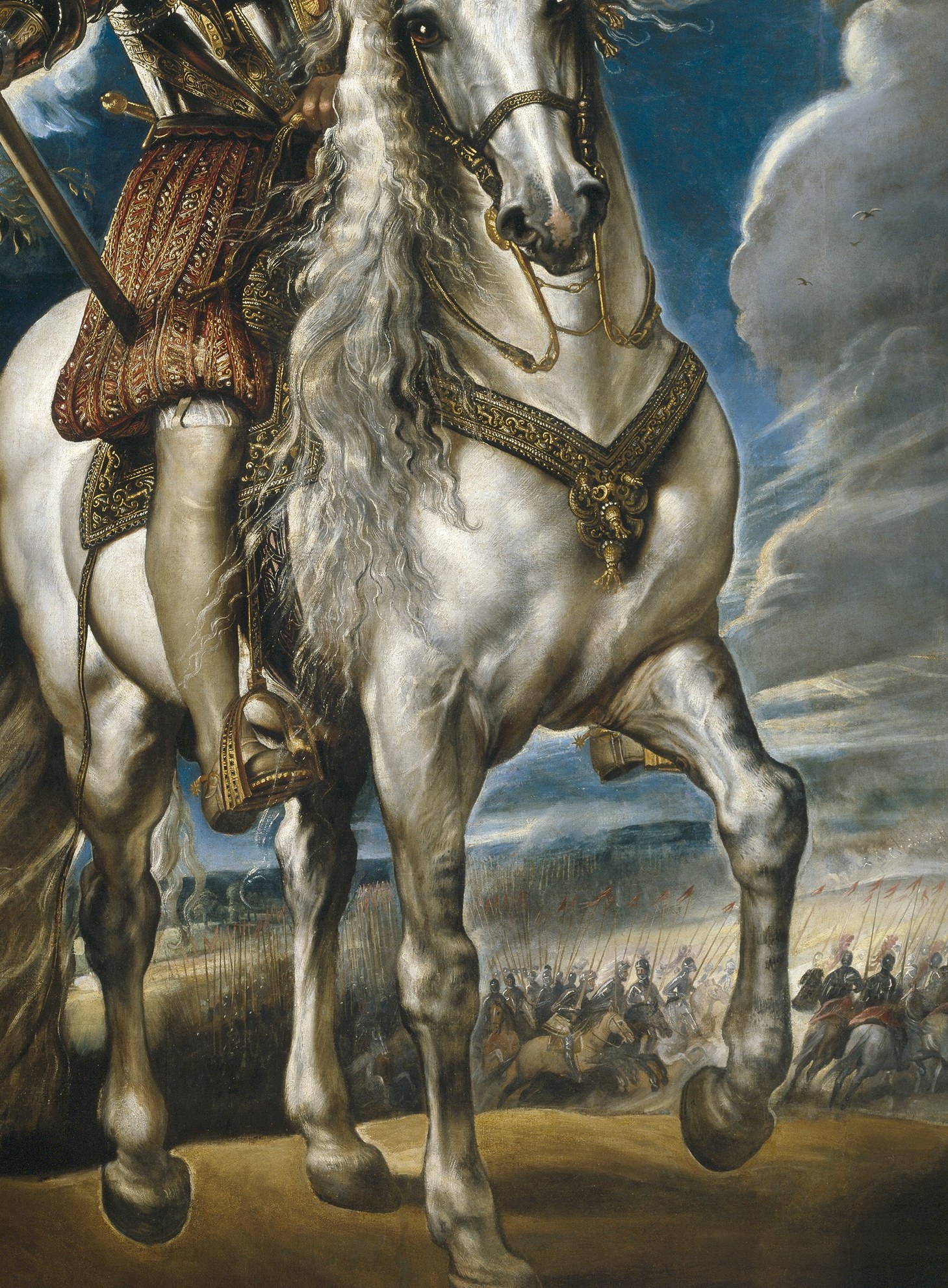 Its powerful, dynamic pose conveys energy and dominance, mirroring the Duke's own status.