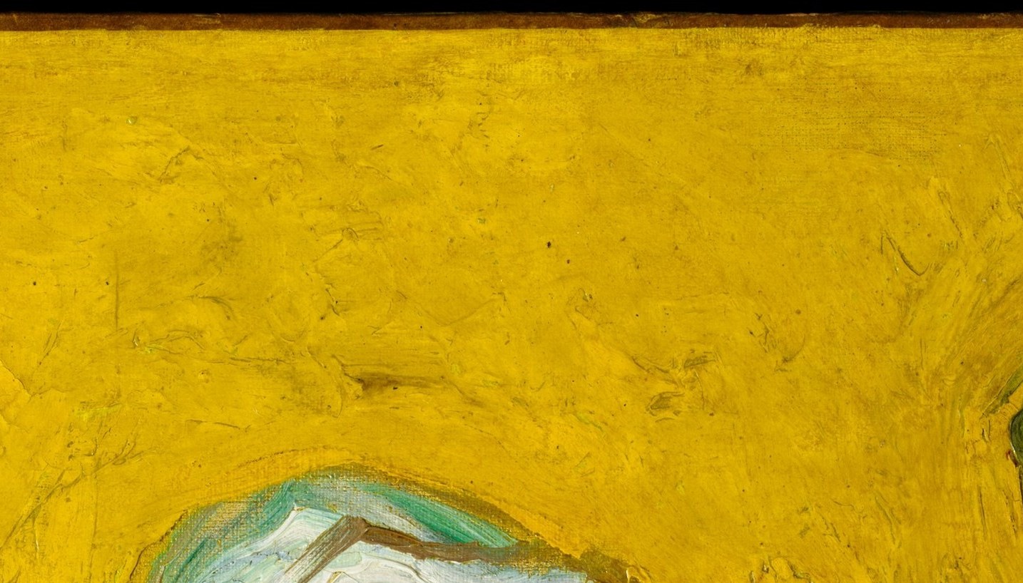 Van Gogh's thick brushwork renders lace and cloth with swirling strokes, showing how he translated texture into pure mark-making.