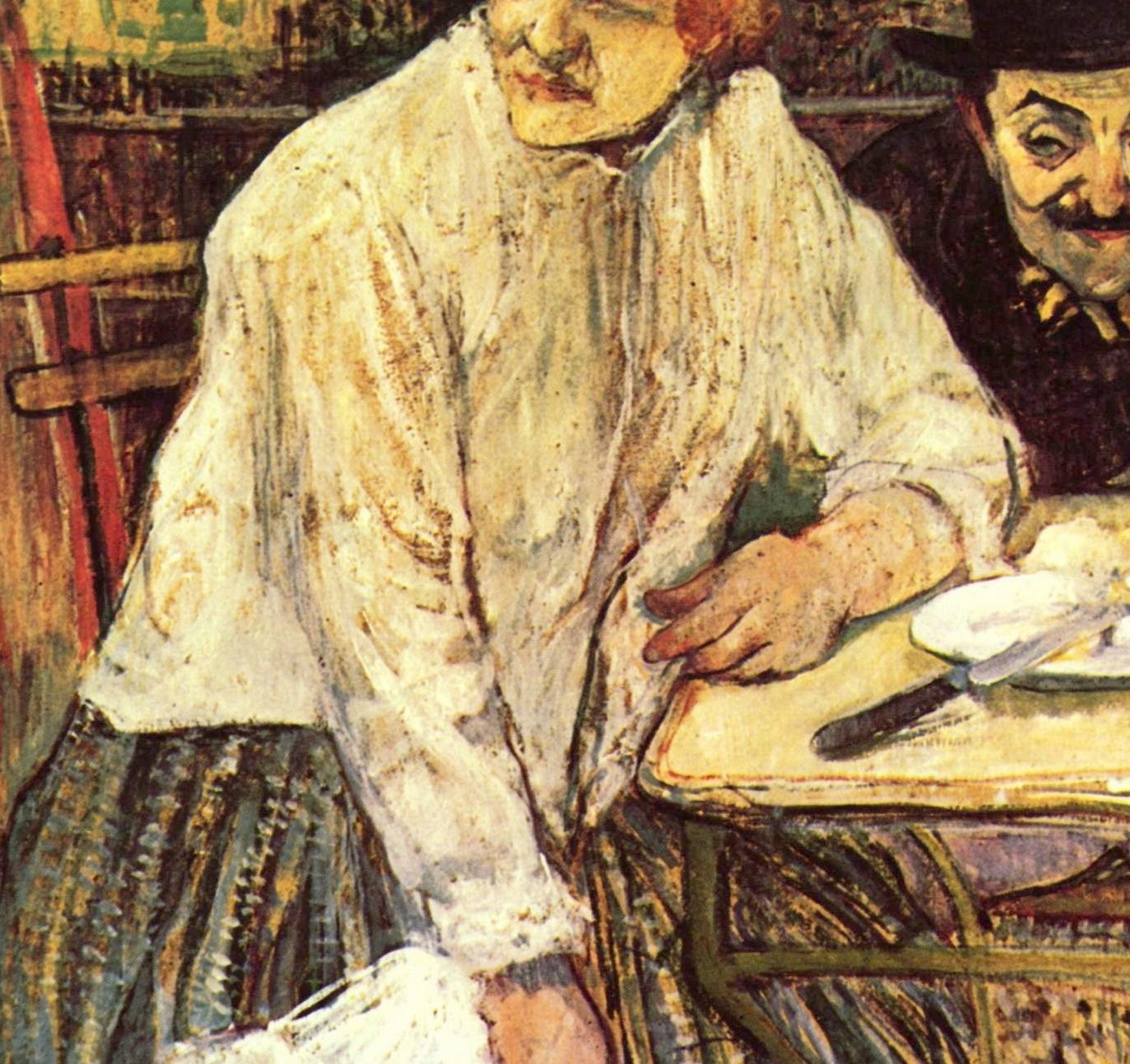 The loose, textured brushstrokes of the blouse convey a sense of movement and light.