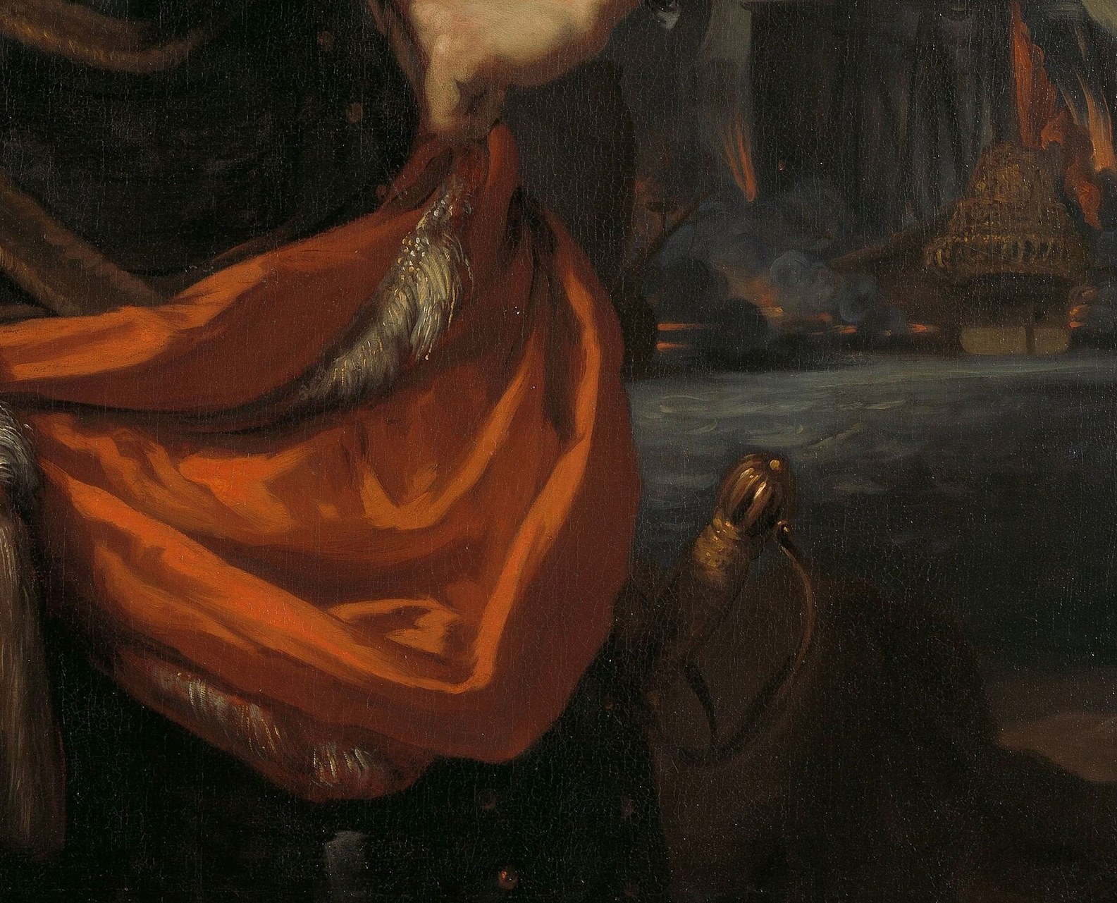 The vibrant orange sash shows his allegiance to the House of Orange.