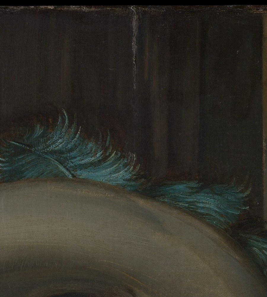 Positioned at the top of the composition as a toasting gesture, it is the action's fulcrum and a Dutch genre symbol of sensory pleasure and fleeting time