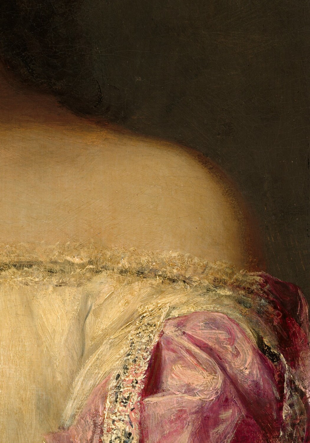 Even the intricate folds of her dress are observed precisely.