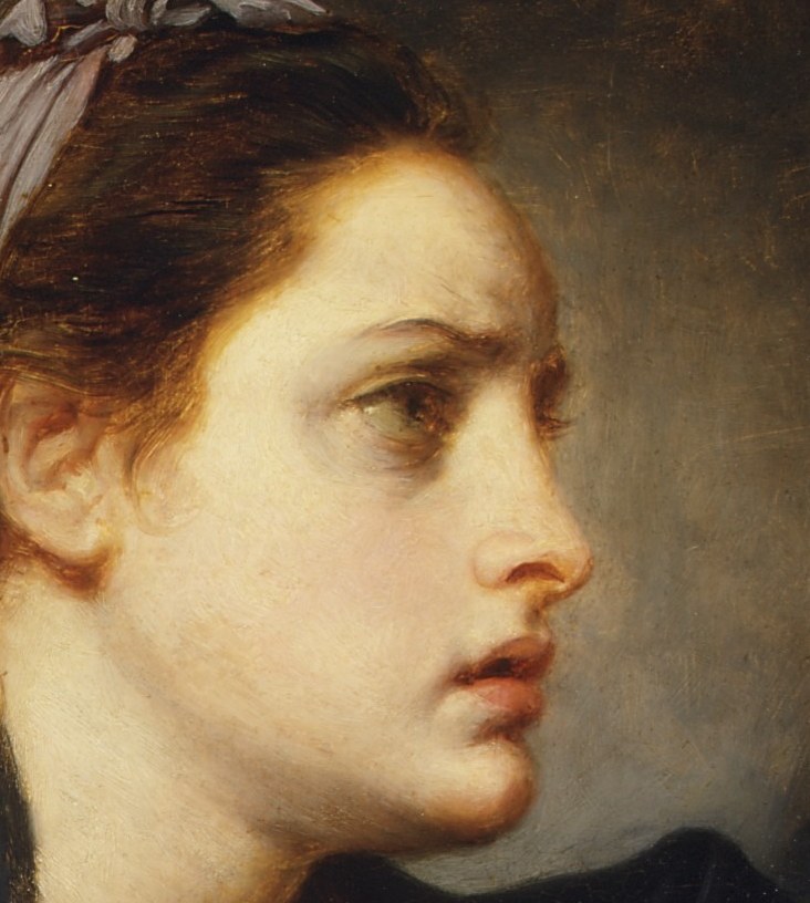 Her gaze is averted, suggesting introspection.
