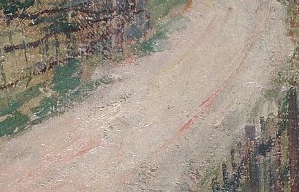 The road, too, is mostly patches of light and shadow.