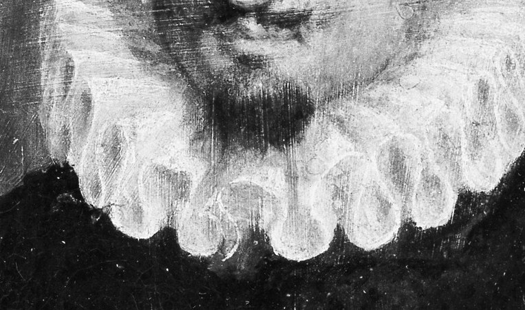Look closely at the precise rendering of his ruffled collar.
