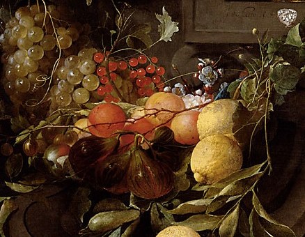But the painter, Jan Davidsz. de Heem, adds earthly delights.