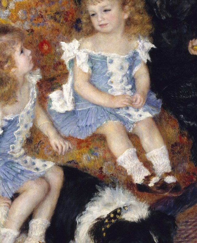 Paul, the son, wears a dress indistinguishable from his sister's , standard French bourgeois practice for boys under five; this surprises modern viewers and opens a window onto 19th-century childhood gender norms.