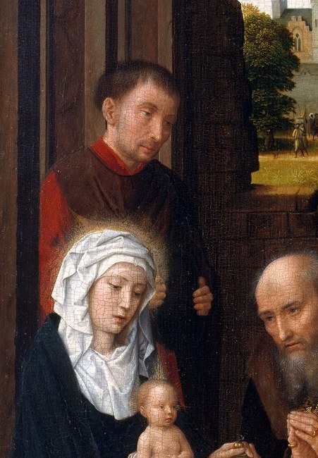 The theological focus of the whole scene; the infant's openness to the kneeling figure contrasts with his vulnerability, a tension central to the Incarnation narrative.