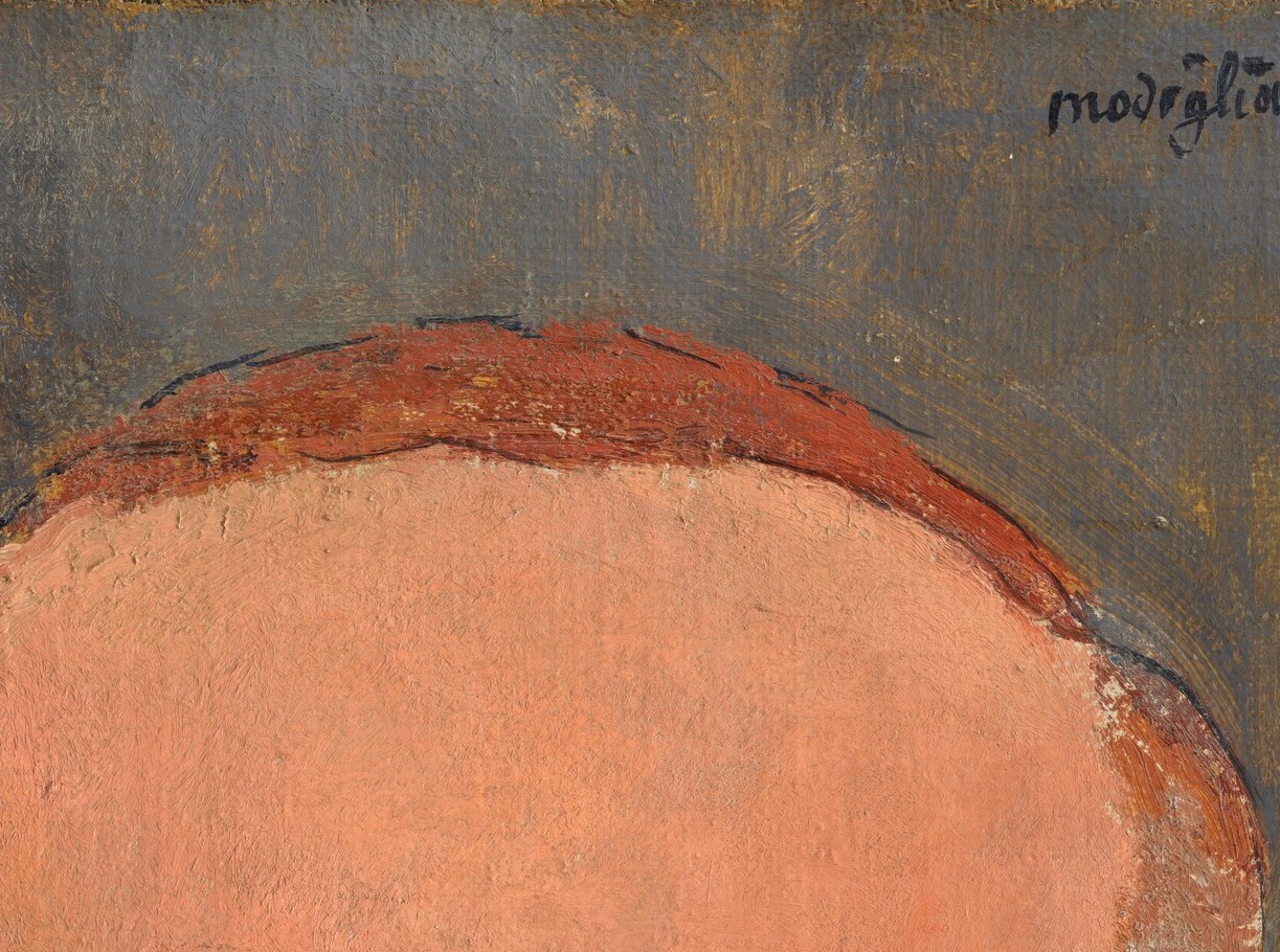 The most visually extreme elongation in the painting; where Modigliani's distortion is most legible as an artistic choice rather than anatomical error.