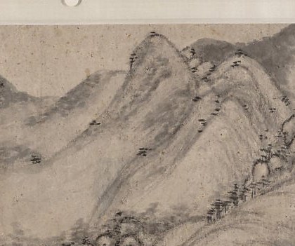 The compositional spine , its sharp upper silhouette emerges from the mist band below like an island, a classic literati image of the scholar's mind rising above mundane confusion