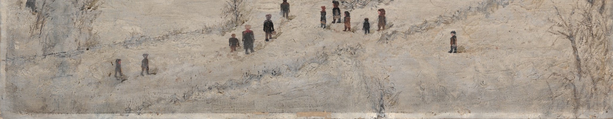 Notice the thick, sculpted paint that builds the snow.