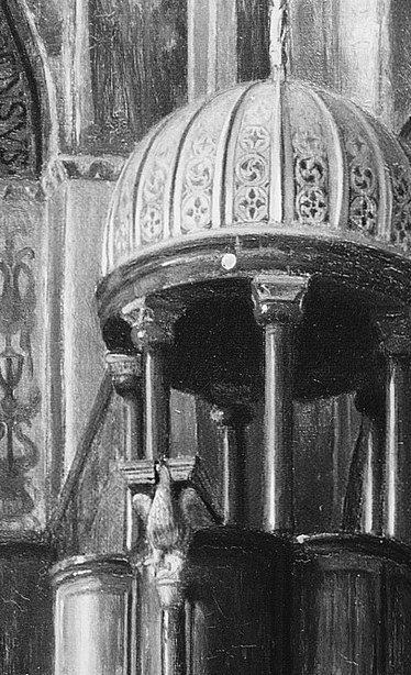He focused on this pulpit, central to the basilica's ceremonies.