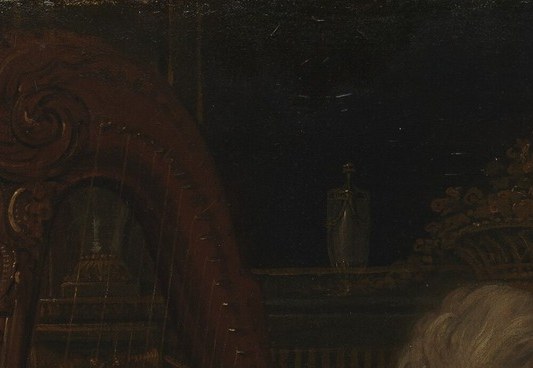 Cosway's delicate likeness , the powdered complexion and composed expression define the sitter's social identity and are the portrait's primary emotional anchor.