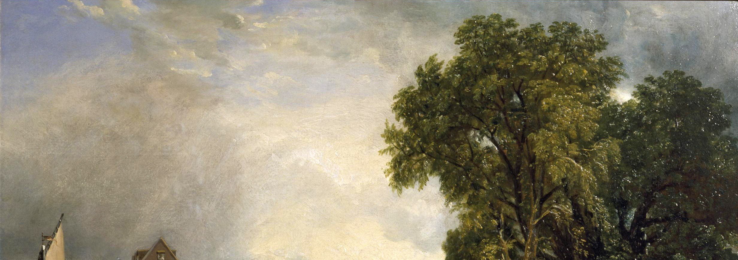 The dynamic interplay of light and shadow in the clouds is a hallmark of Constable's style.
