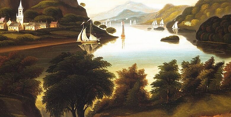 The compositional heart , rendered as a broad saturated wash rather than observed water, showing Chambers prioritizing mood over naturalism