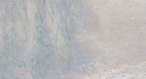 Monet’s brushwork creates jagged, shifting shapes.