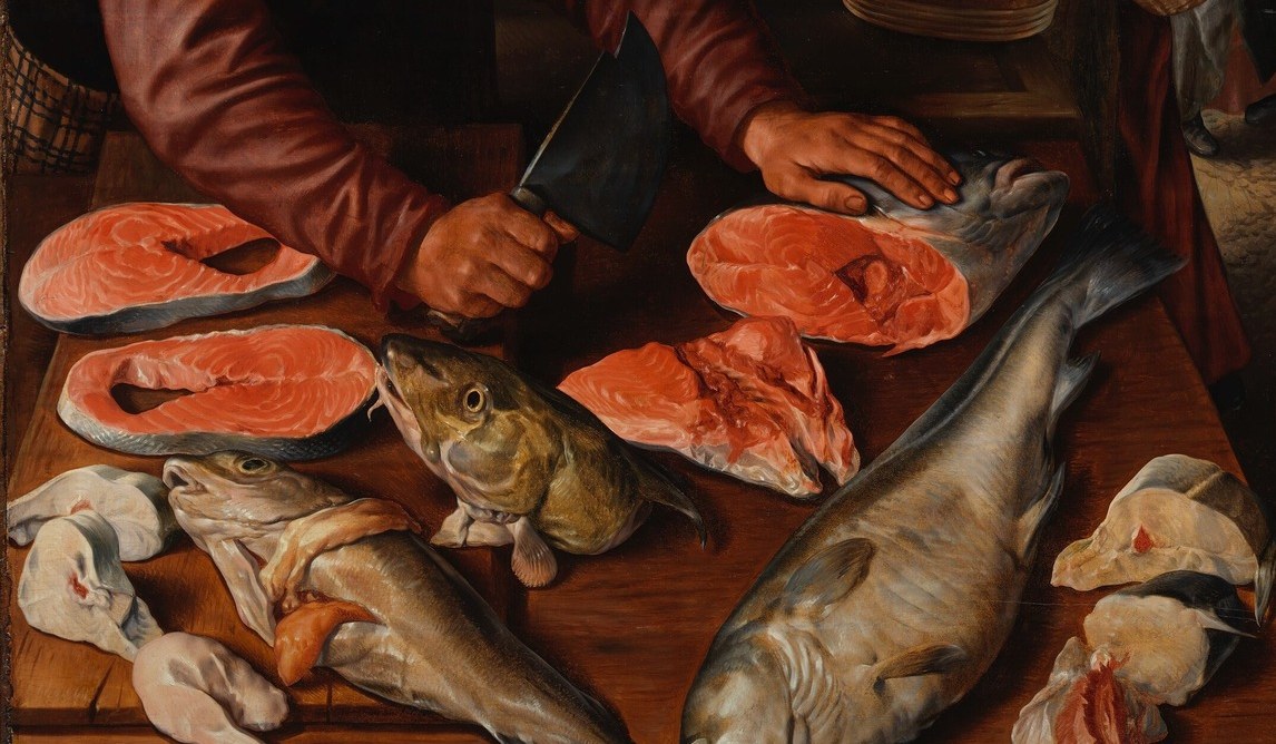 The foreground is a symphony of scales, flesh, and slick copper.