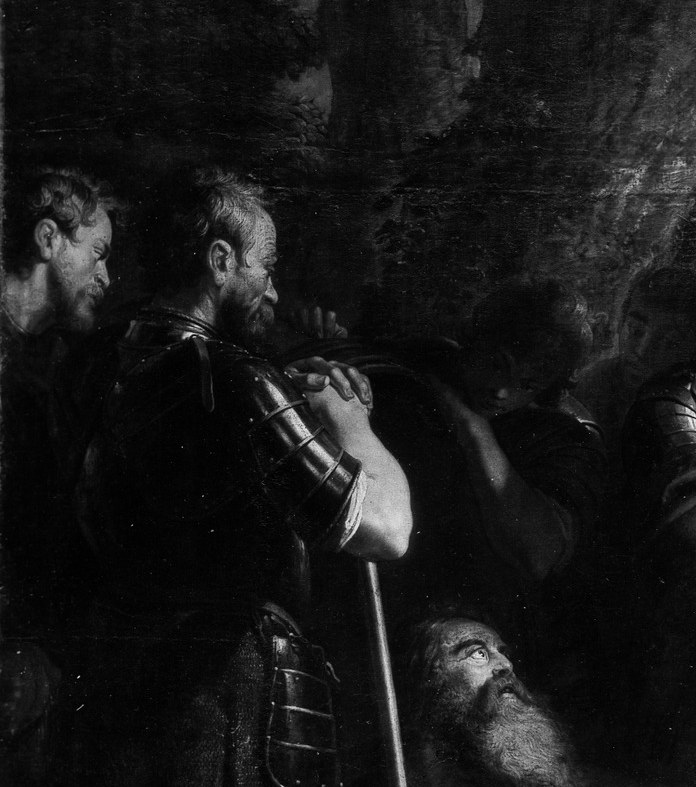 Look at the background. The soldiers vanish into shadow.