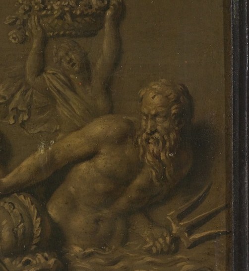 And this small figure carries a basket of fruit.